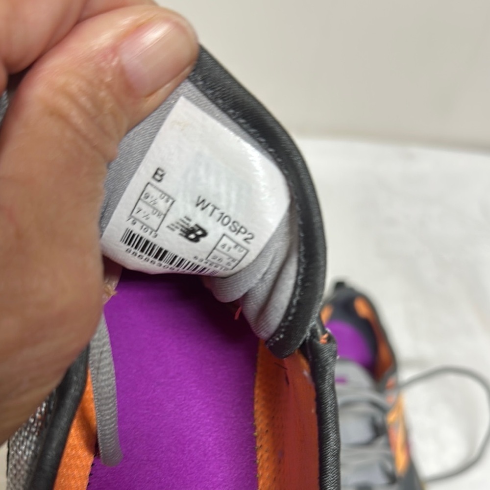 New Balance Gray and Purple Athletic Shoes with Mesh Upper - Picture 7 of 13